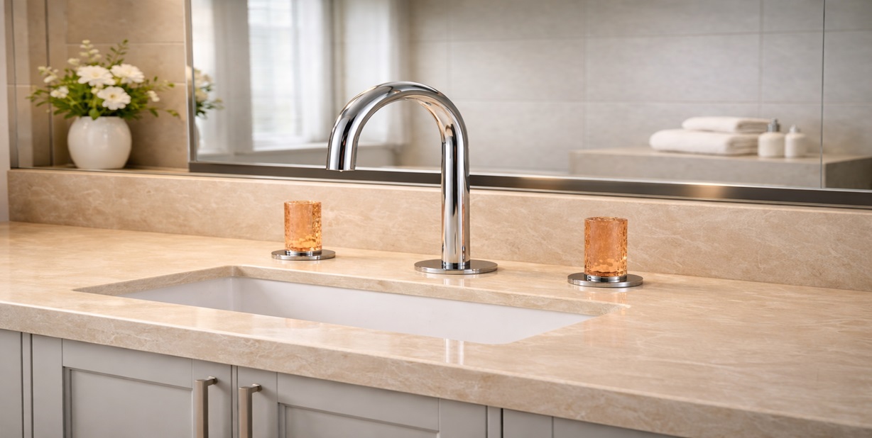 Fontana FlowLumin chrome bathroom vanity faucet 3 hole widespread dual-handle